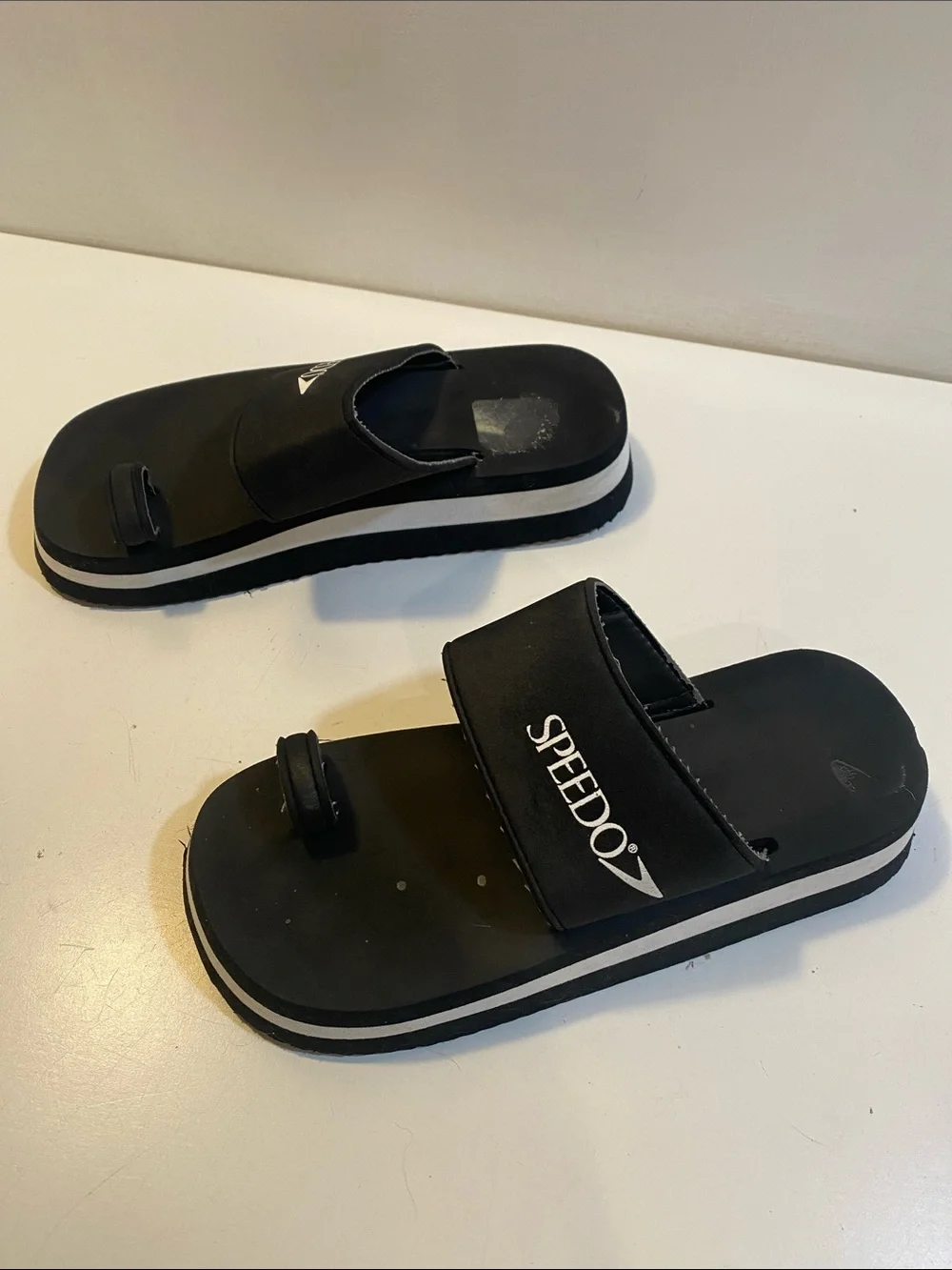 Speedo  Black Slide Sandals with White Trim Fits 8-8.5